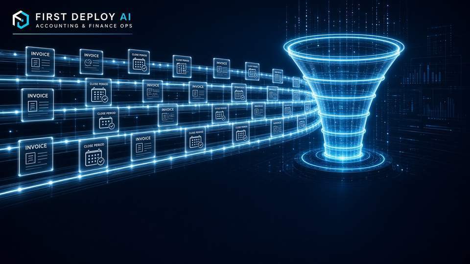 Illustration of a dim office with a glowing monitor showing a grid and a ring light.